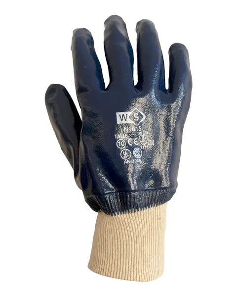 Guante de nitrilo pesado con puño tejido WorkSafe N1615